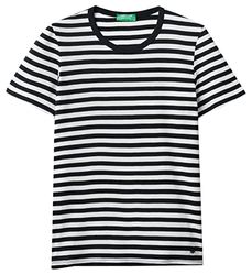 United Colors of Benetton Camiseta 3oa6e16a0, Negro fantasía a Rayas 700, XS para Mujer