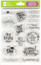 Friendly Greetings Clear Stamp Set (16 individual stamps), White