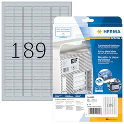 Etiquetas para placa de nombre plateadas, 800 hojas, 25 x 10 mm, 189 unidades por hoja A4, 151200 pegatinas, autoadhesivas, imprimibles, resistentes a la intemperie, película adhesiva en blanco hecha