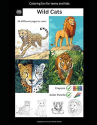Wild Cats: Coloring Fun for Teens and Kids, boost screen-free creativity with this coloring book: Take it to the zoo or a wildlife park. Help your ... of the amazing wild cats they see up close.