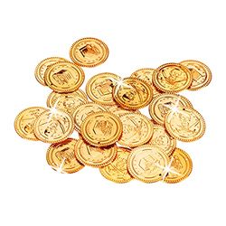 Relaxdays 10022524 Goldtaler piraci, skarb piracki z 288 monet, plastikowa zabawka na urodziny i karnawał, PP, kolor złoty