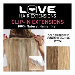 Love Hair Extensions Eendelige clip-in extensions van echt haar, kleur 18/22, asblond/strandblond, 46 cm, per stuk verpakt (1 x 20 g)