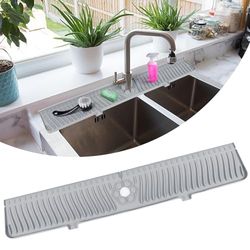 Protector contra salpicaduras para fregadero de cocina de 76,2 cm, protector contra salpicaduras de grifo, tapete de silicona más largo para encimera de cocina, baño, granja, protector contra