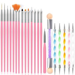 21 Pièces Pinceaux à Ongles Professionnels - Kit Pinceau Gel UV, Nail Art, French Manucure et Deco Ongle avec Manche Brillant pour Designs 3D et DIY