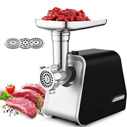COOCHEER Tritacarne elettrico 3 in 1 Multi tritacarne con 3 piastre in acciaio inox e tubi di riempimento per salsicce, per uso domestico