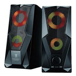 BERSERKER Haut-parleurs Gaming 2.0 Illuminés, 6W RMS, Connexion Jack 3.5mm/BT/USB, Noir
