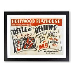 WPA Revue of Reviews Theatre Poster Vintage Framed Wall Art Print, Ready to Hang Picture for Living Room Bedroom Home Office Décor, Black A3 (46 x 34 cm)