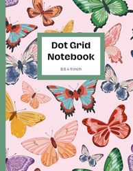 Dot Grid Notebook: 8.5 x 11 inch: Dotted Journal: Bullet Journal: Cute Butterfly Pattern