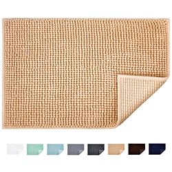 JARITTO Tapis de Bain Antidérapant Absorbant Tapis de Salle de Bain pour Sortie de Douche Baignoire Toilette Cuisine en Microfibre Chenille Lavable en Machine 50 x 80 cm (Marron Clair)