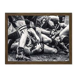 Wee Blue Coo Sport Rugby Football Close Up Scrum Players Ball Game Large Framed Art Print Poster Wall Decor 18x24 inch