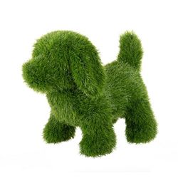 BigBuy Outdoor Decoratief figuur van polypropyleen, kunstgras, hond, 30 x 50 x 48 cm