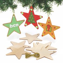 Baker Ross FE761 Décorations en Bois Enfants en forme d'Etoile - Lot de 12, Decoration Bois à Décorer, Bois a Peindre Enfant, Activites Manuelles pour Enfants