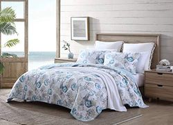 Tommy Bahama Biancheria da letto reversibile in cotone con federe abbinate, decorazione per la casa costiera per tutte le stagioni, 100% blu, matrimoniale/matrimoniale