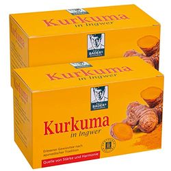 BADERs Kurkuma in Ingwer de la pharmacie. Thé aux épices sélectionné selon la tradition ayurvédique. 2x20 sacs filtrants.