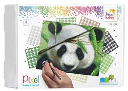 Pixel P090040 Panda da Regalo a Mosaico per Bambini, Immagine Grande Circa 20,3 x 25,4 cm, Semplice Sistema a innesto con sassolini in bioplastica, Senza Stirare e incollare