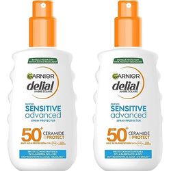 Garnier Delial Sensitive Advanced, Spray Protector Solar para Pieles Claras, Sensibles e Intolerantes al Sol, IP50 plus, 150 ml (Paquete de 2)