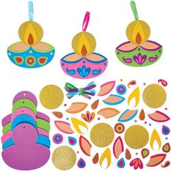 Baker Ross FN305 Diwali Diya's Mix en Match Decoratiesets - Pak van 8, Diwali knutselen voor kinderen, Diwali Decoraties