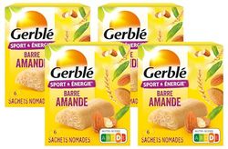 Gerblé Sport et Énergie, Barres énergétiques aux amandes et germe de blé, Riches en glucides et en vitamine B1, 6 Emballages individuels, 150g, 204747 (Lot de 4)