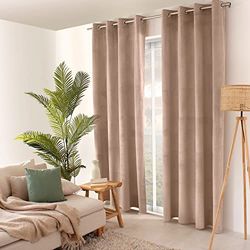 Enjoy Home – Rideau Nounours – Matière Velours – 8 Œillets Argentés - 100% Polyester – 140x40cm – Coloris Naturel
