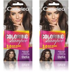 Cameleo - Shampoo Colorante – Dark Brown - Aggiornamento del colore facile e veloce ''Tone In Tone''. - Senza ammoniaca e ossidanti – Shampoo in bustina - 40ml (Confezione da 2)