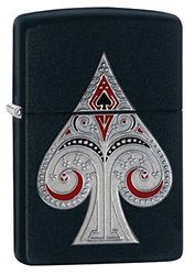 Zippo Accendino Antivento Unisex Spade Emblema Regular, Nero Opaco, Taglia Unica