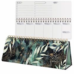 SIGEL JP103 Jolie Weekly planner undated, Glamorous Leaves, 100 gsm, 30 x 11,4 cm, hardcover, 124 pages, Green, Black, gold