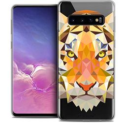 Caseink fodral för Samsung Galaxy S10 (6.1) fodral [kristallgel HD polygon serie djur - mjuk - ultratunn - tryckt i Frankrike] tiger