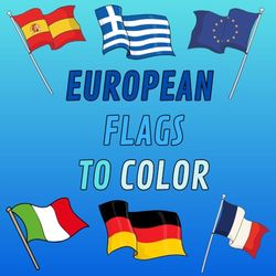 European Flags to Color: An Educational and Fun Journey | with black page save color for each drawing