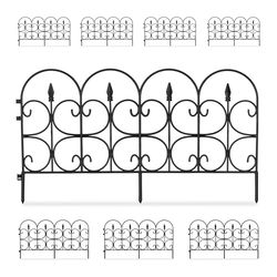 Relaxdays set med 8 trädgårdskantar, HWD: 38 x 68 x 1 cm vardera, dekorativt blomsterbäddstaket, push-in, antik, plast, svart