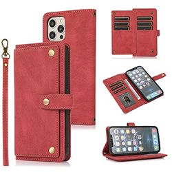 Spzhike Klaphoes voor iPhone 12 Pro Max, iPhone 12 Pro Max, hoes, leer, stootvaste portemonnee, compatibel met iPhone 12 Pro Max, rood