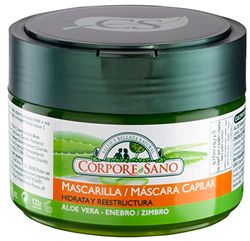 Corpore Sano - Máscara de empilhamento reparadora, com aloé vera, vitamina B5 e zimbro de cultivo certificado bio, vegana, ingredientes naturais, sem para-cabeços, corantes ou silicone, 250 ml