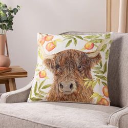 Evans Lichfield Grove Highland Cow Akvarell Fjäder Fylld Kudde