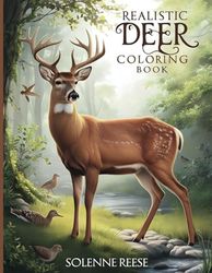 Realistic Deer Coloring Book: 25 High-Resolution Deer Illustrations: A Stunningly Detailed Non-Fiction Coloring Book for Nature Lovers, Kids, and Adults