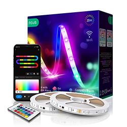 NOUS F3 20m RGB LED Strip Wifi, Alexa LED Strip Christmas Lights, luci di Natale, striscia LED compatibile con Alexa, retrofit TV Ambilight, Tuya Smart life 2.4 GHz