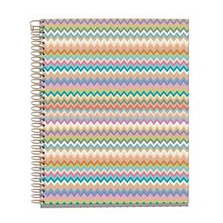 Miquelrius - Notebook A5 (148 x 210 mm), Horizontal Stripes 7 mm, 120 Sheets of 70 g/m², Cardboard Cover, 4 Colour Stripes, Copper Spiral, Feeling Mallorca Collection, Zigzag