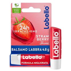 Labello Strawberry Shine Burrocacao lèvres 4.8 g, Baume à lèvres coloré et nourrissant à l'arôme de fraise, Baume à lèvres hydratant pendant 24 heures avec des ingrédients naturels