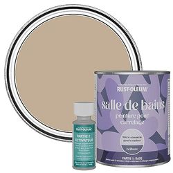 Rust-Oleum Peinture Brune Résistante à l'eau pour Carrelage de Salle de Bain, Finition Brillante - Caramel Salé 750ml