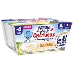 Nestlé Bébé P'tit Onctueux Laitage Banane sans sucres ajoutés - dès 6 mois - 4 x 90g