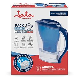 Jata Hogar HJAR1001 Pichet avec filtre à eau de 2,5 litres avec 6 cartouches ioniques - Réduit la chaux, le chlore et les résidus de cuivre - Eau aromatisée et pureté