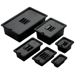 Gastronorm PC-8114BL Food Container Service Pan, Polycarbonate Dishwasher Safe BPA Free, 53 cm x 32.5 cm x 10 cm - Full Size, Black