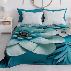PETTI Artigiani Italiani - Couvre-Lit 160x250 cm Microfibre, Printemps Été, Parure de Lit Légère Simple, Draps, Une Personne, Floral 05-21, 100% Fabriqué en Italie