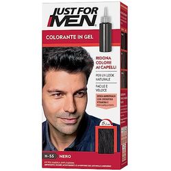 Just For Men Colorante In Gel, Tinta Semipermanente Per Capelli Uomo, Senza Ammoniaca, Con Cheratina E Vitamina E, Colore Nero, H55