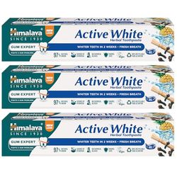 Himalaya Active white Gel | Herbal toothpaste with fruit enzymes |Teeth whitening |Anti bacterial |Paraben and bleach Free|100% vegetarian-75ml (Pack of 3)