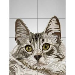 Artery8 Cat Illustration Grey XL Giant Panel Poster (8 Sections)