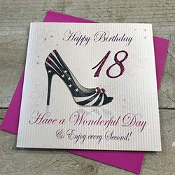 White Cotton Cards Code WBA18 verjaardagskaart voor 18e verjaardag