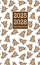 Pocket Calendar 2025-2028: Four Years - January 2025 Through December 2028 With Inspirational Quotes & Holidays / Small Size 4 x 6.5 / Monkey Design