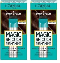 L'Oréal Paris Magic Retouch Permanent Root Concealer, Touching Up Grey Hair Dye, Dark Brown 4 (Pack of 2)