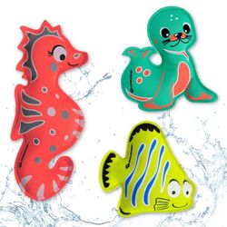 Schildkröt Dieren-duikdieren, set van 3 duikdieren, bestaande uit 1 zeeleeuw, 1 zeepaardje, 1 vis, perfect voor conditietraining in het water, neopreen duikdiertjes, 970328, S