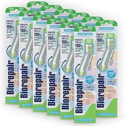 Biorepair, Spazzolino Junior, Pacco da 12 pezzi, Spazzolino Bambini 6-12 Anni, Clinicamente Testato, con Setole Medio-Soft, Forma Curva Brevettata, Antibatterico, Rimuove Fino al 100% di Placca in Più