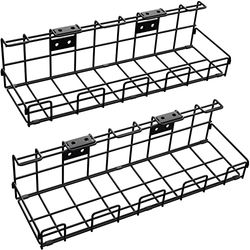 KD Essentials – 2x kabelkorf van metaal, maat L, 2 stuks – kabelhouder en kabelgoot (voor montage onder het bureau of wandmontage, voor het opbergen van kabels, opladers, stekkerdozen, zwart)